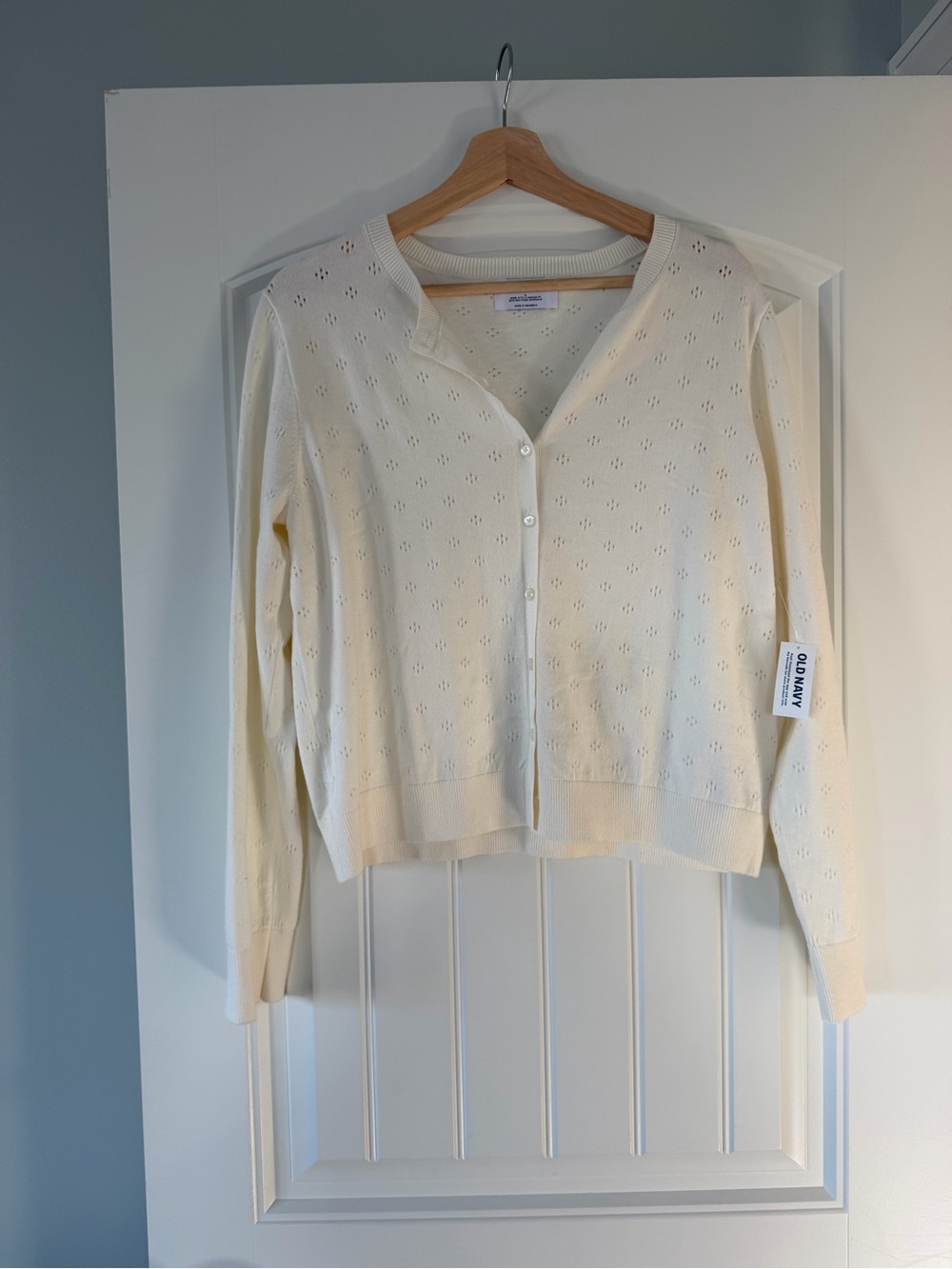 Old Navy Cream Eyelet Button-Front Cardigan